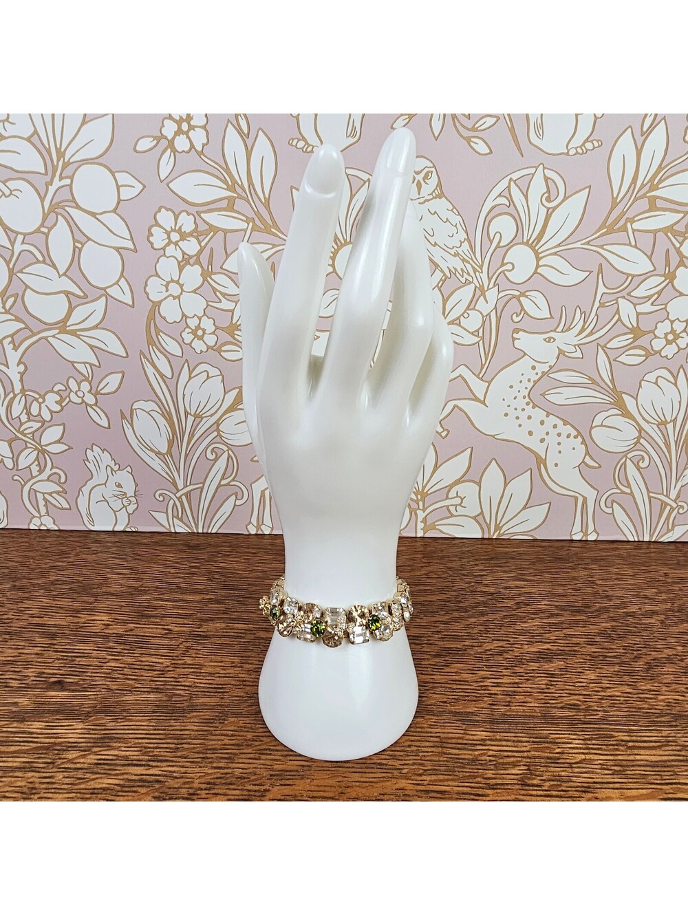 Vintage Eisenberg Ice Rhinestone Bracelet Green Smoky Crystal Signed 7" - Picture 11 of 15